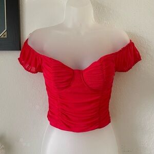 Elegant Red Off-Shoulder Top